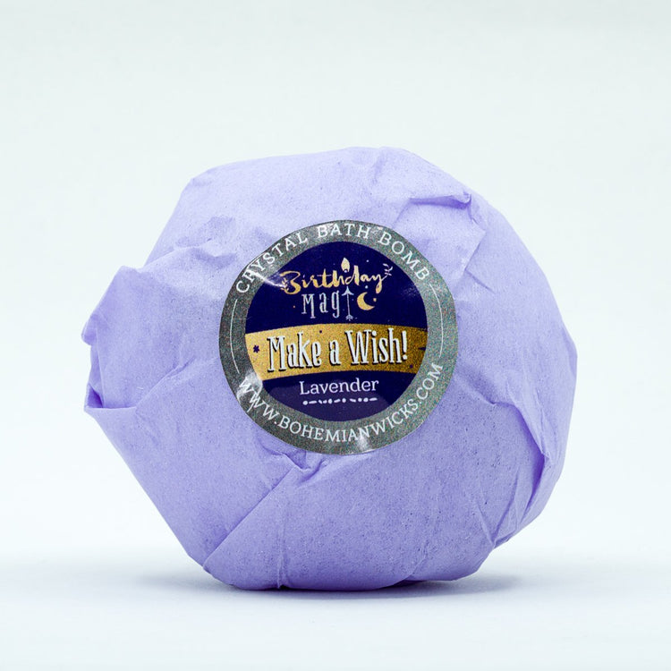 Birthday Wish Bath Bomb - Lavender - with Amethyst Crystal