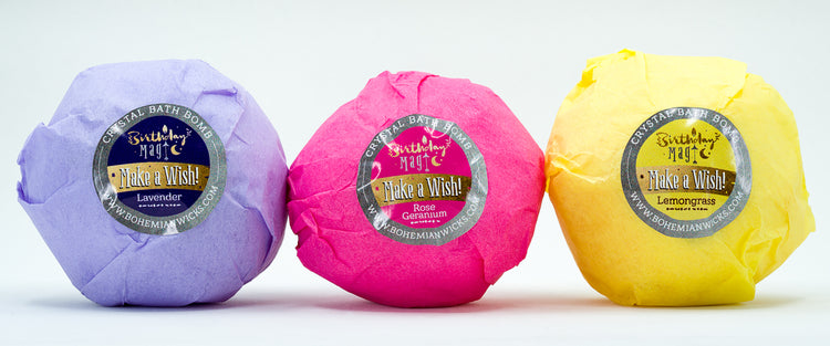 Birthday Magic - Set of 3 Bath Bombs - Lavender, Lemongrass & Rose Geranium